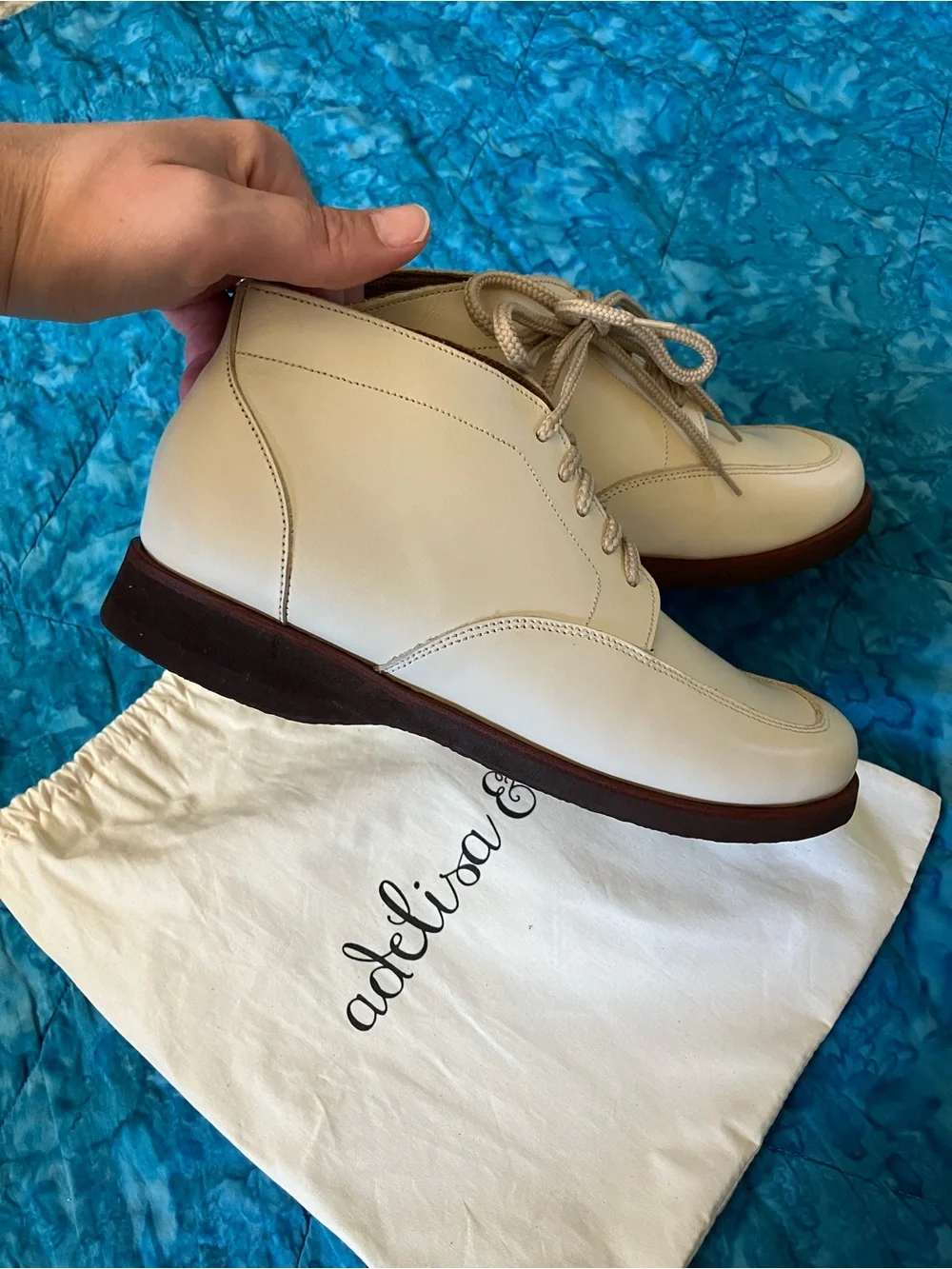 Adelisa & Co. Cream Antigua Lace-Up Kids Dress Shoes, eu 35